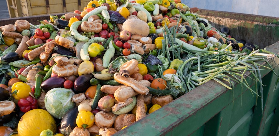 Food waste in a large shipping container